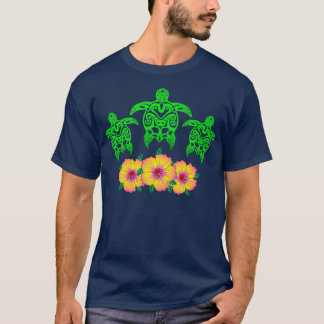 Tropiska stammen Hawaii Hawaii Grönt Sea Turtle H T Shirt