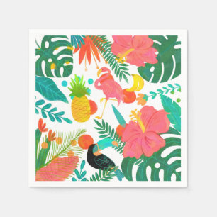Tropiska stämningar Blommiga blad Sommar Luau-fest Pappersservett