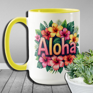 Tropiska stämningar Hawaiianska Aloha-blomma Mugg