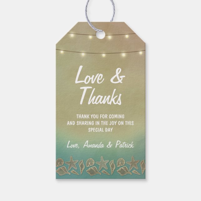 Tropiska stjärtfiskar +Märkrna Seashell Bröllop Ta Presentetikett (Framsidan)