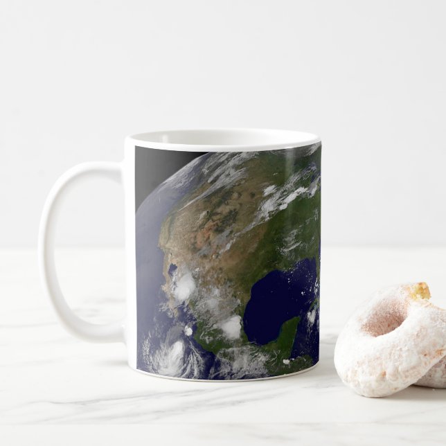 Tropiska stormar på planeten Jorden. Kaffemugg (Med munk)