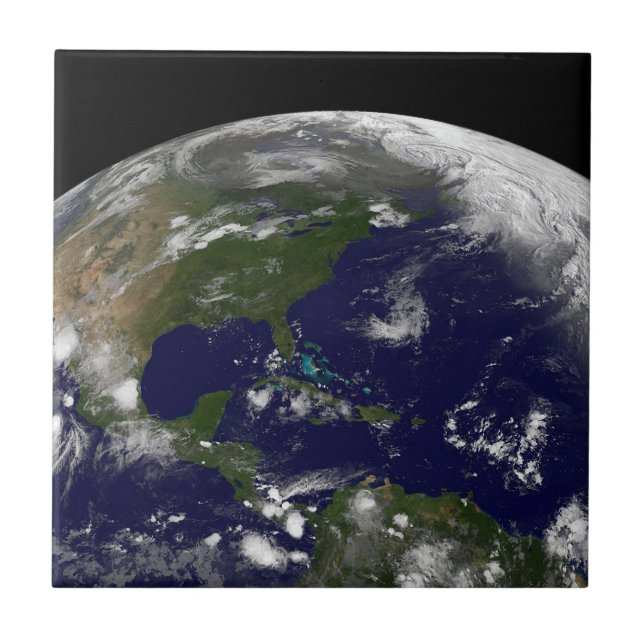 Tropiska stormar på planeten Jorden. Kakelplatta (Framsidan)