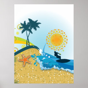 Tropiska strand, hav med poster ytskikt