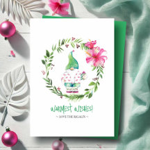 Tropiska Strand Julkort Akvarell