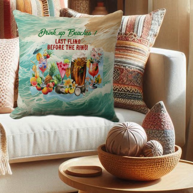 Tropiska Strandcocktails Frukter Möhippa Kudde (Tropical Beach Cocktails Fruits Bachelorette Party Throw Pillow)
