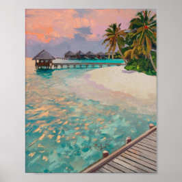 Tropiska stranddestination i Maldiverna Poster