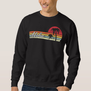 Tropiska stranden handflatan Träd Retro Stil Lång Ärmad Tröja