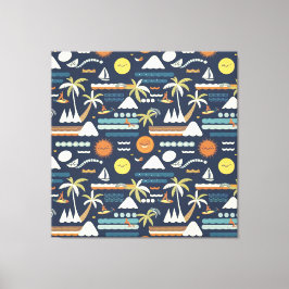 Tropiska stranden Roligt Mönster Canvastryck