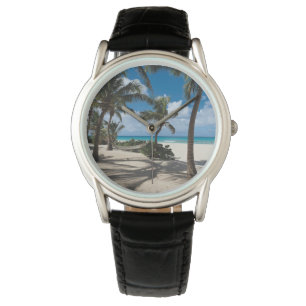 Tropiska stränder Anguilla Beach, Handflatan Trä Armbandsur