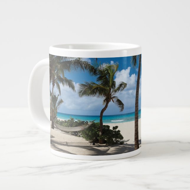 Tropiska stränder | Anguilla Beach, Handflatan Trä Jumbo Mugg (Framsida vänster)
