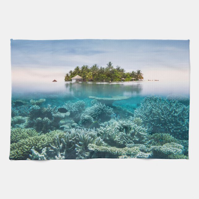 Tropiska stränder | Ari Afee Maldives Kökshandduk (Horisontell)
