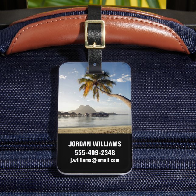 Tropiska stränder | Beach Huts, Bora Bora Bagagebricka (Framsida Insitu 2)