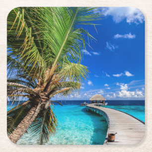 Tropiska stränder Dusit Thani Maldives Underlägg Papper Kvadrat