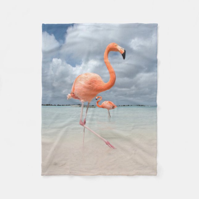Tropiska stränder | Flamingos Beach, Aruba Fleecefilt (Framsidan)