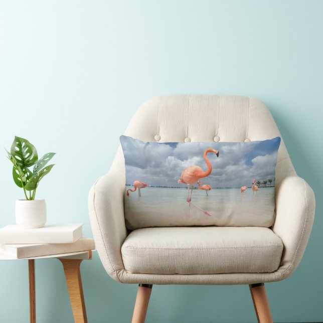 Tropiska stränder | Flamingos Beach, Aruba Lumbarkudde (Stol)