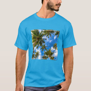 Tropiska stränder HANDFLATAN TRÄD i BLÅ HIMMEL T Shirt