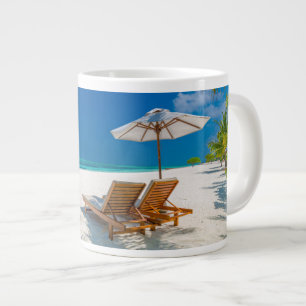 Tropiska stränder   Lounge Chairs Beach, Bora Bora Jumbo Mugg