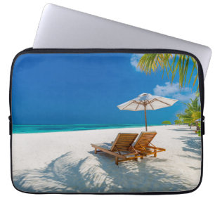 Tropiska stränder Lounge Chairs Beach, Bora Bora Laptop Fodral