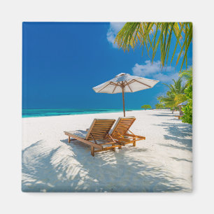 Tropiska stränder Lounge Chairs Beach, Bora Bora Magnet
