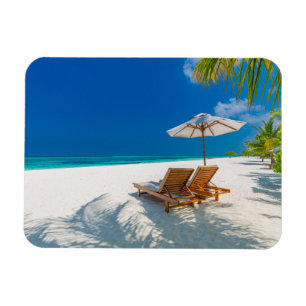 Tropiska stränder Lounge Chairs Beach, Bora Bora Magnet