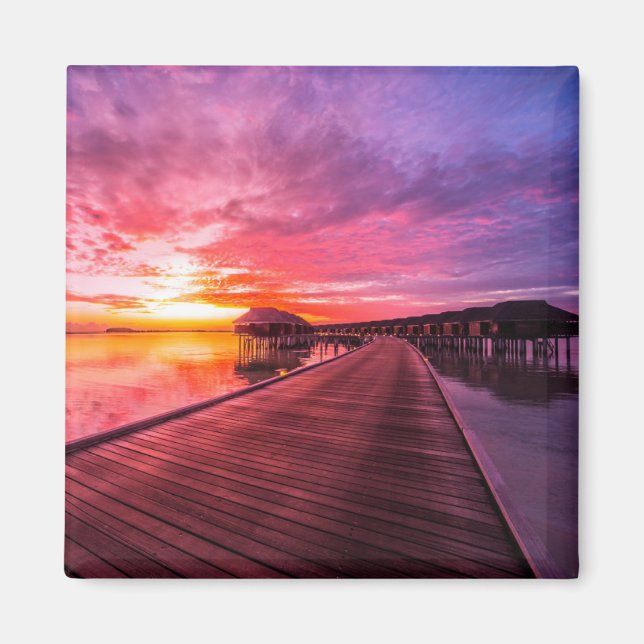 Tropiska stränder | Maldiverna Sunset Magnet (Framsidan)