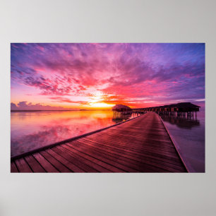 Tropiska stränder Maldiverna Sunset Poster