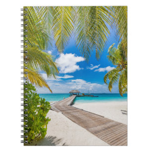 Tropiska stränder Maldives Island Wooden Jetty Anteckningsbok