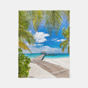 Tropiska stränder Maldives Island Wooden Jetty Fleecefilt