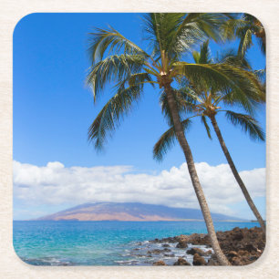 Tropiska stränder Maui Hawaii Island Underlägg Papper Kvadrat