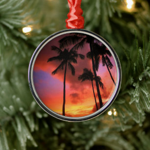 Tropiska stränder Maui Hawaii Julgransprydnad Metall
