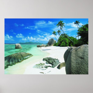 Tropiska stränder ön La Digue Poster