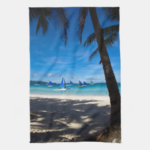 Tropiska stränder White Beach Boracay Filippiner Kökshandduk