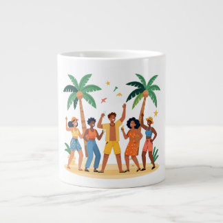 Tropiska strandfest-vänner sommarfirande jumbo mugg