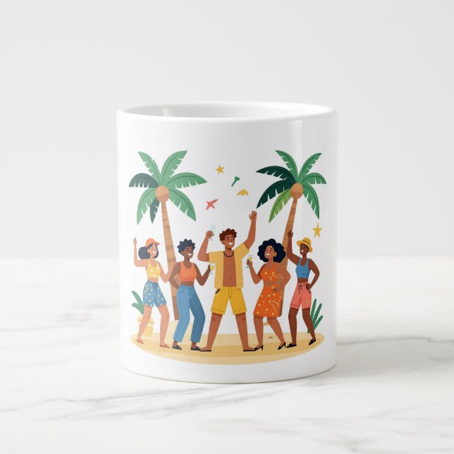 Tropiska strandfest-vänner sommarfirande jumbo mugg (Framsidan)