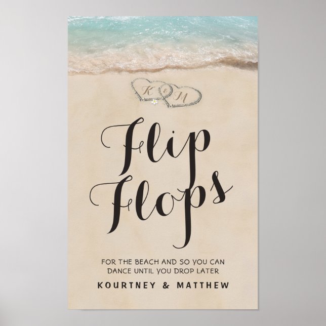 Tropiska strandflippflops bröllop poster (Framsidan)