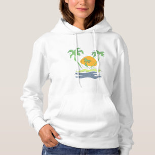 Tropiska strandområden. Disposition handflatan trä T Shirt