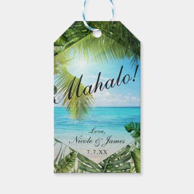 Tropiska strandpalmer sommar ö wedding island presentetikett (Framsidan)