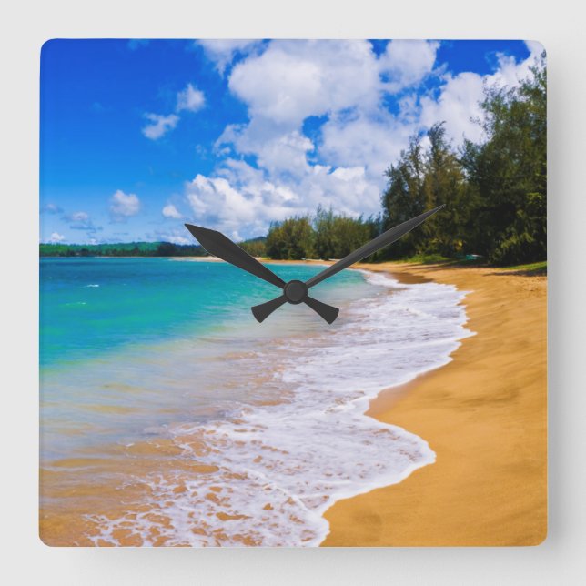 Tropiska strandparadis, Hawaii Fyrkantig Klocka (Framsida)