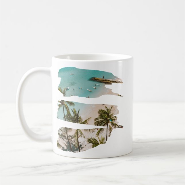 Tropiska strandpenseldrag kaffemugg (Vänster)