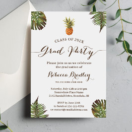Tropiska Studentfesten Luau Pineapple Löv Inbjudningar