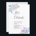 Tropiska Succulents Födelsedagsfest sommartid Vuxe Inbjudningar<br><div class="desc">Fira din speciella dag med den här tropiska festinbjudan har enkel typografi och snyggt,  blomning och mönster. Den här designmallen är fullt anpassade.</div>