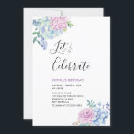 Tropiska Succulents Födelsedagsfest sommartid Vuxe Inbjudningar<br><div class="desc">Fira din speciella dag med den här tropiska festinbjudan har enkel typografi och snyggt,  blomning och mönster. Den här designmallen är fullt anpassade.</div>