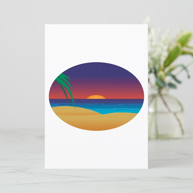 Tropiska sunset Beach Handflatan Löv Ocean Vinkara Inbjudningar (Skapare uppladdad)
