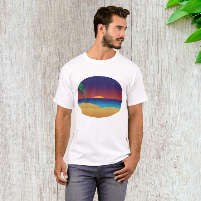 Tropiska sunset Beach Handflatan Löv Ocean Vinkara T Shirt (Skapare uppladdad)