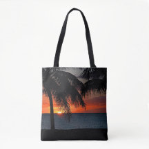 Tropiska sunset Handflatan Träd-stranden Karibiska