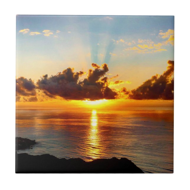 Tropiska sunset Hawaiian Guld Kakelplatta (Framsidan)