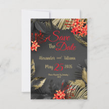 Tropiska svarta och gyllene blad på mörk bakgrund