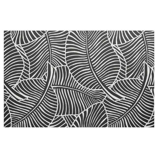 Tropiska Svarta och vita Zebra Handflatan Hawaiian Tyg (Fat Quarter)