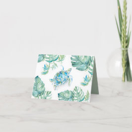 Tropiska Tacksamhetskort Akvarell Havssköldpadda Tack Kort