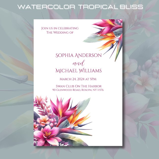 Tropiska-temainbjudan för vattenfärg Bliss-Bröllop Inbjudningar (Watercolor Tropical Bliss Wedding Collection- Invitation)